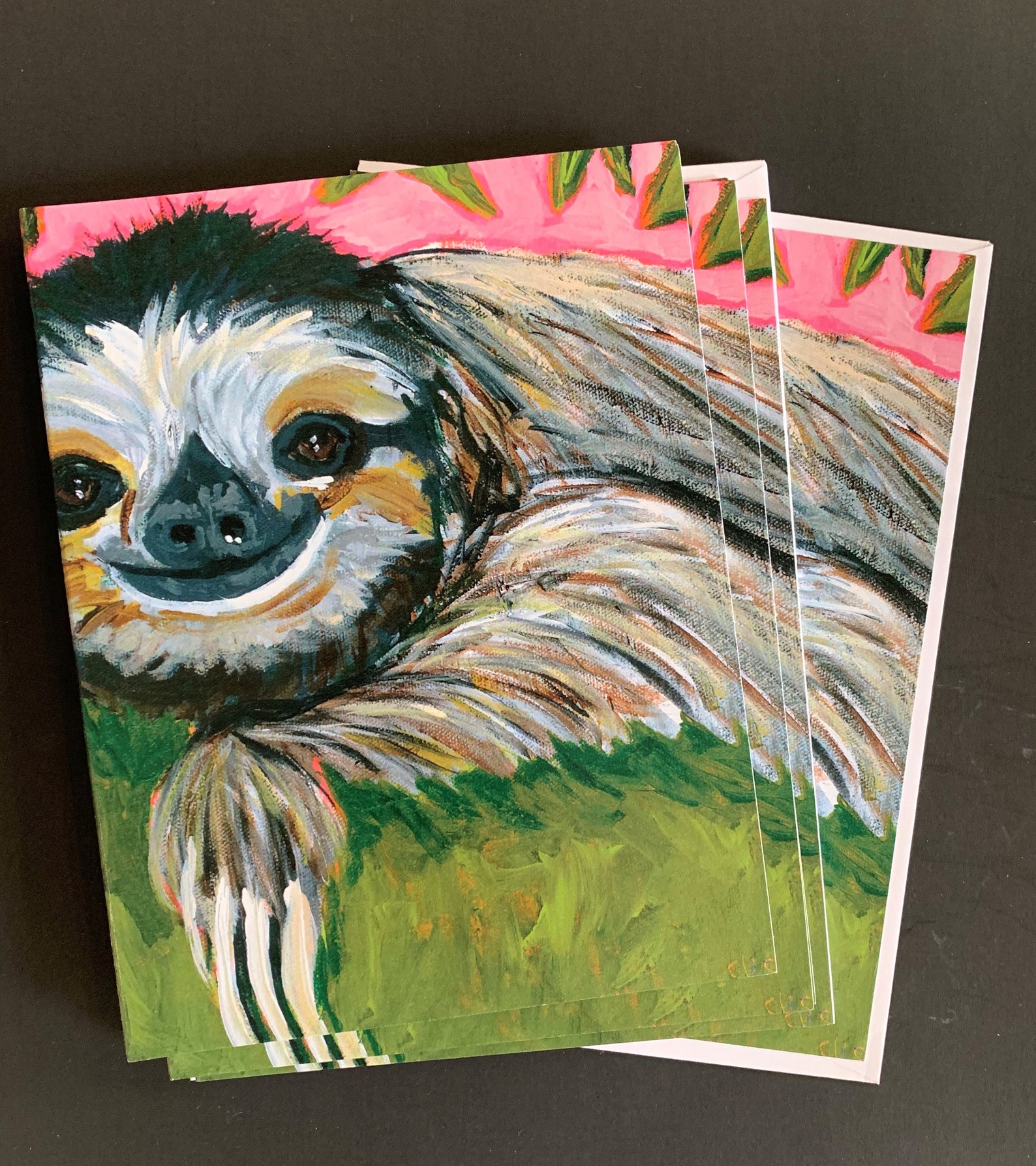 Sloth Taking Notes Silly Sloth Note Card Set From Original Painting - Etsy