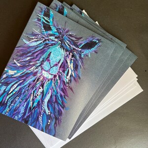Jeu de cartes de correspondance Lama bleu de collage/peinture originale