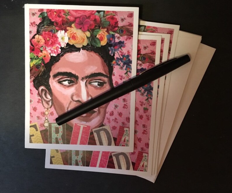 Frida Kahlo Collage Set of 5 Notecards From Original Painting