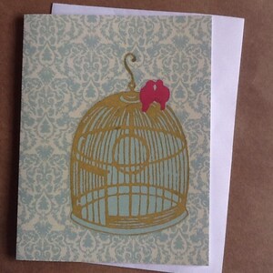 Glittered Cage on light Blue Single Notecard