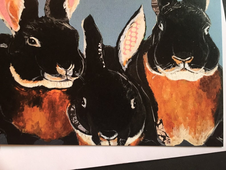 Black Velvet Bunnies Original Collage Notecard Set