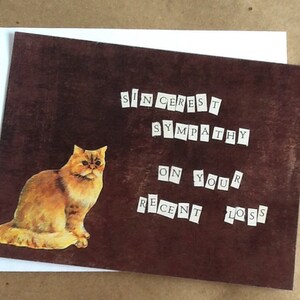 Sincères condoléances pour votre chat récente perte animal sympathie carte unique