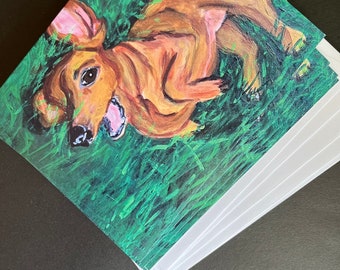 Lemon Drop Dachshund Dog Note Card Set From Original Painting