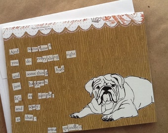 Bad Things Happen Bulldog Single Notecard