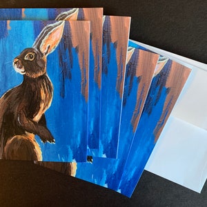Fred Rabbit Set de 5 tarjetas de notas de pintura original