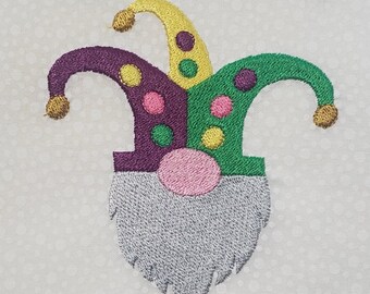 Mardi Gras Wichtel - Let's Party Gras - Gestickter/Quilt Block - Maschinenstickerei