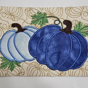 Mug Rug - Fall Double Pumpkin (applique)  - Machine Embroidery Design - ITH - In The Hoop
