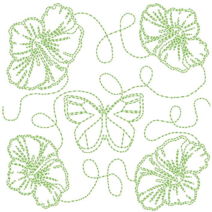 Edge to Edge - E2E - Butterflies and Hibiscus - Machine Embroidery ...