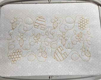 Edge to Edge - E2E - Bees, Bee Hive and Honeycombs - Machine Embroidery Quilting Design