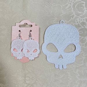 FSL Halloween Skull, Punisher, Earrings and Gift Tag/Pendant/Ornament - Embroidery Design