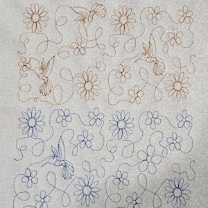 Edge to Edge - E2E - Daisies and Hummingbirds -Machine EmbroideryQuilting Designs -
