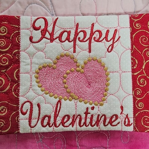 Mug Rug - Valentine&#39;s Day  Hearts  ITH (in the Hoop) - Machine Embroidery Design - set of 3 styles