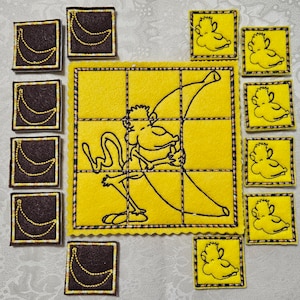 Tic Tac Toe Board  Set - In The Hoop - Monkey and Banana - Machine Embroidery Designs