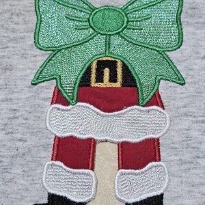 Side Seam - Split Design - Applique Santa Legs and Bow - Machine Embroidery Applique Design
