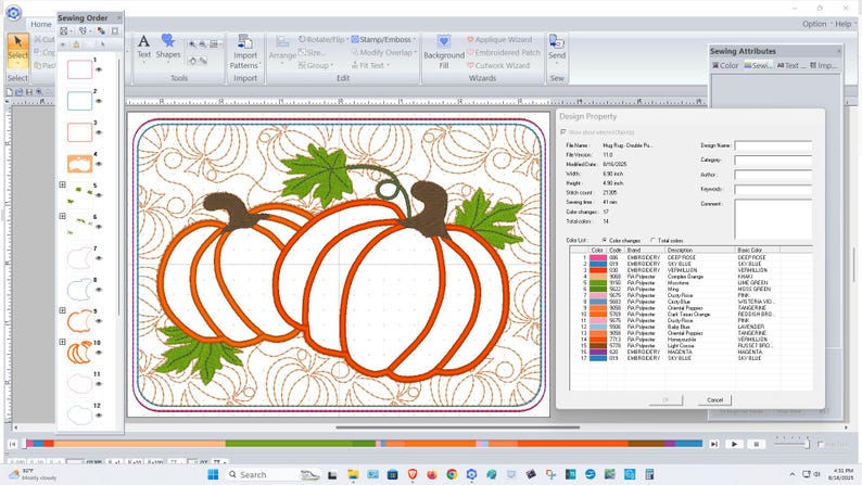 Mug Rug - Fall Double Pumpkin (applique) - Machine Embroidery Design ...