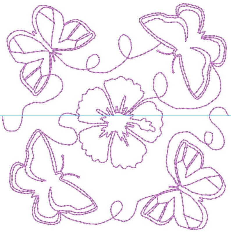 Edge to Edge - E2E - Butterflies and Hibiscus - Machine Embroidery ...