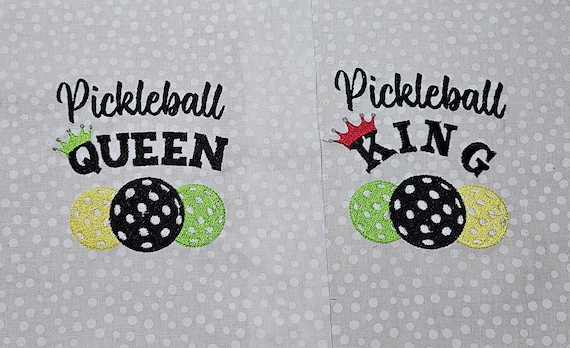 Pickleball - King and Queen of Pickleball - Embroidered/Quilt Block - Machine Embroidery Design