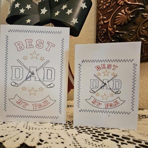 Cartão de felicitações - Dia dos Pais - Melhor Pai por Par - Design de bordado à máquina para papel cartão