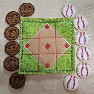 Tic Tac Toe Board Set - In-The-Hoop - Baseball - Machine Embroidery Designs