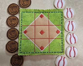 Tic Tac Toe Game - Baseball  - In-The-Hoop - Machine Embroidery Designs