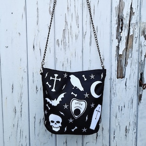 Gothic Handbag - Black Bag Bat Halloween Ouija Skull Coffin