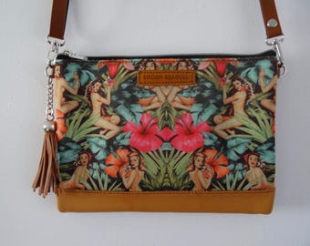 Pink Flamingo Purse Tropical Hibiscus Blue Summer Holiday Clutch Bag