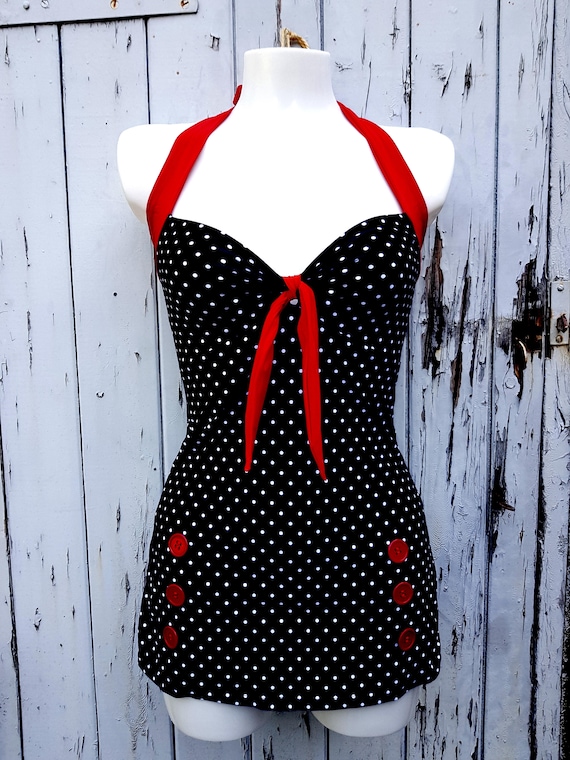 polka dot swimming costume