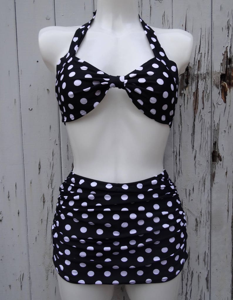 Blackamp; 1950s Vintage Rockabilly Up Swimsuit Polka Skirt 16 14 Girl 10 12 Ruffle Pin Retro Dot White Bikini Yy6gmIfvb7