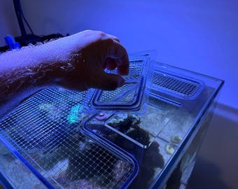 Waterbox AIO 25 Peninsula Lid | Custom Aquarium Cover with Feeding Door & Clear Polypropylene Mesh | Polycarbonate Reef Tank Lid