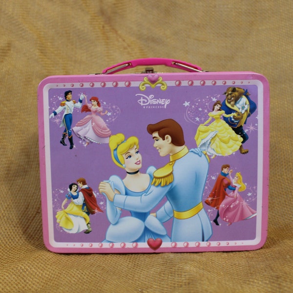 Disney Princesses Lunch Box by Tin Box - Cinderella, Snow White, Sleeping Beauty, Belle & Ariel Princesses Embossed on Tin Lunch Box