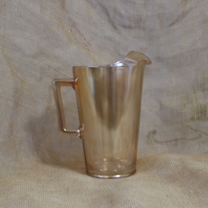 Small Peach Lusterware Glass Beverage Pitcher - Iridescent Gold Juice Pitcher - 24 Ounce Pitcher