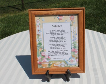 Framed "Mother" Poem by Genie Graveline, Framed in an Oak Wall Frame - Mother Gift