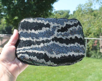 Black, White and Gray Beaded Evening Bag / Clutch / Purse - Formal - Prom - Wedding - Jeans Purse