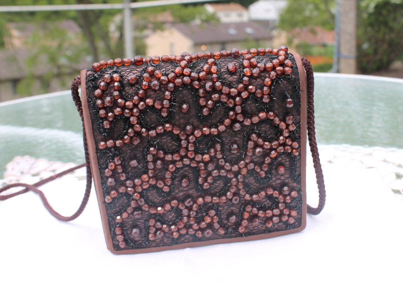 La Regale Clutch Purse Black Beaded