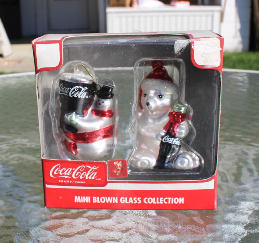 Coca Cola Mini Blown Glass Ornament Collection - Snowman With