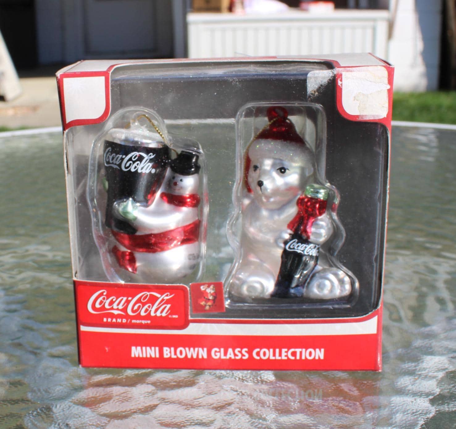Coca Cola Mini Blown Glass Ornament Collection - Snowman With