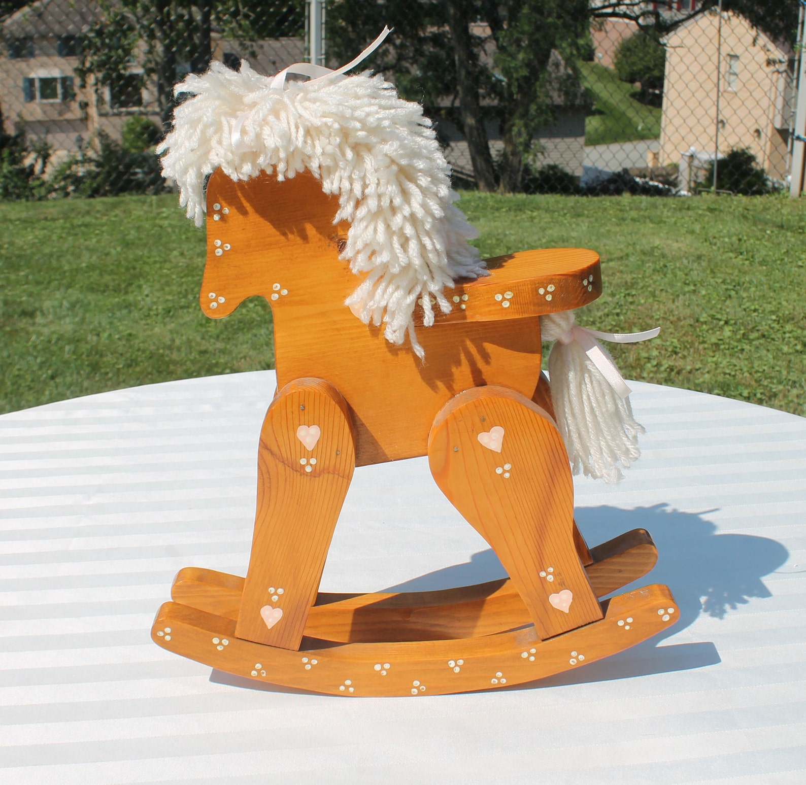 Wooden Rocking Horse Home Decor Vintage Handmade Farmhouse Etsy Italia