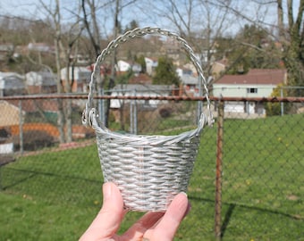 Silver Woven Wire Basket with Handle by Avon