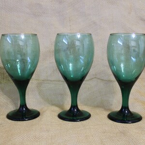 Set of Three Juniper Green Teardrop Wine Glasses from Libbey - Barware - 10 Ounces Glasses