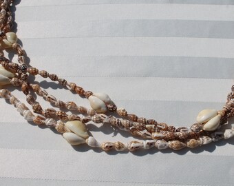 Natural Beach Shell Necklaces Strands - Set of 4, Island Beach Wear, Luau Necklaces, Tropical Jewelery Necklaces