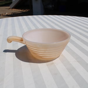 Anchor Hocking Fire King Peach Lusterware Handled Oven Bowls - Soup / Cereal Bowls - Made in the U.S.A.