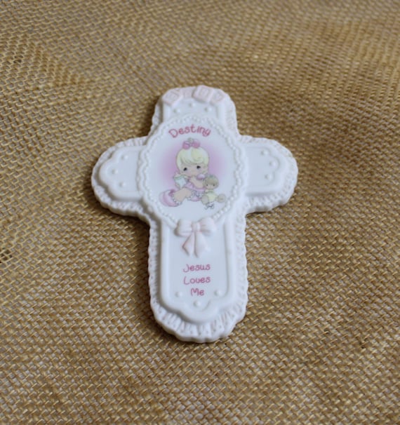 Baby Porcelain Cross Wall Hanging With Girl by Precious Moments