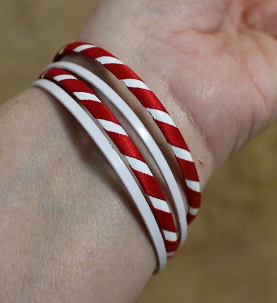 Bangle Bracelets - Multiple Red and White Bangle … - image 8