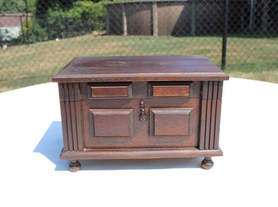 Footed Wooden Music Jewelry Box with Flip Open Top - Sectioned Wooden Jewelry box