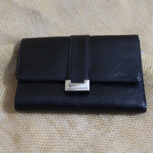 Cartera de mujer triple de piel sintética negra