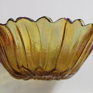 Gold Iridescent Carnival Glass Bowl in a Flower Pattern image 8