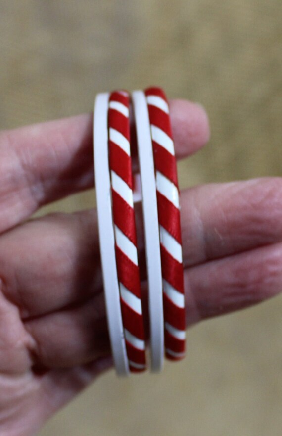 Bangle Bracelets - Multiple Red and White Bangle … - image 7