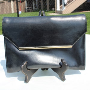 Black Leatherette Envelope Style  Clutch Purse / Handbag by Ande