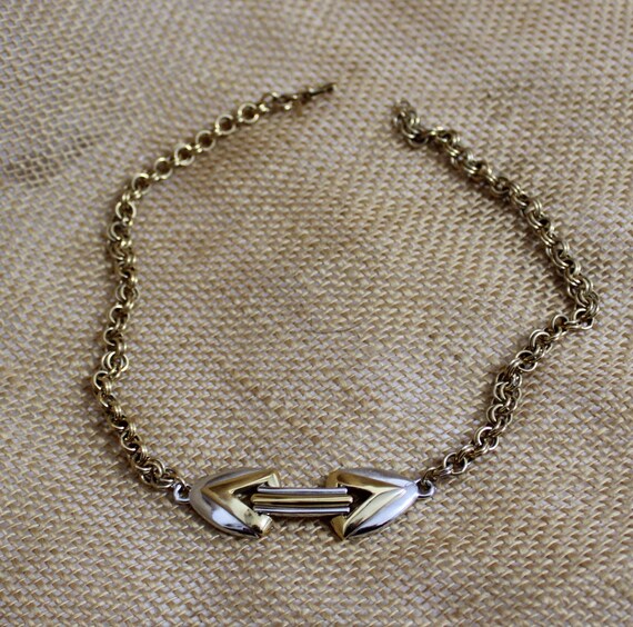 Gold and Silver Tone Metal Choker Necklace by Mon… - image 6