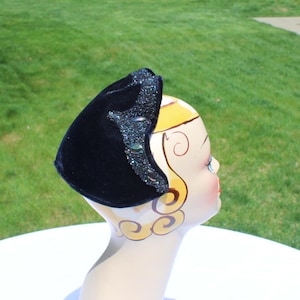 Vintage Black Felt Tilt Hat Calot Hat Cocktail Mid Century Womens Minimalist Calot Hat - Etsy main image 3